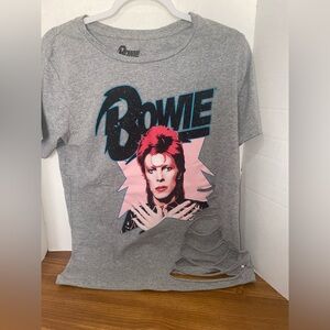 Women's Size Large David Bowie Distressed Front Short Sleeve T-Shirt EUC